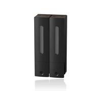 Ezweiji Dispensador de Jabón y Gel Ducha Sin Taladro, Dosificador Pared | Rellenable 400ml/Compartimento Fácil de Presionar y Ventana Transparente Accesorio para Baño(Negro Mate,2 Compartimentos)
