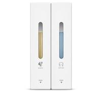 Ezweiji Dispensador Jabón Baño Pared Sin Taladro, Dosificador Gel Ducha y Champú 400/800/1200 ML con Botón Ancho, Plástico ABS Antioxidante (Botón Grande-Nuevo Blanco Mate 2 Compartimentos)