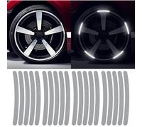Ezweiji Lote de 20 tiras reflectantes para llantas de coche, moto, bicicleta, seguridad nocturna, decoración universal, antiarañazos y reflectantes (gris)