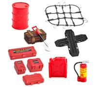 Ezweiji RC Crawler Car Techo Decoración 12 en 1 Caja de Almacenamiento de Tanque Red de Equipaje Pala para Traxxas Desert Racer Slash Axial 1/18 TRX4M 1/24 SCX24 RC Crawler Car Truck Baca (Rojo+Rojo)