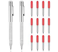 Ezydka Marcador Metal de Carburo de Tungsteno, 2 Piezas Punta de Carburo Scriber con 12 Puntas de Marcado Red Hat, Punta de Trazar para Metal con Imán para Vidrio, Cerámica