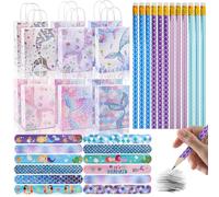 Ezydka Mermaid Mitgebsel Kindergeburtstag Pinata Party Give Away Gastgeschenk 12 Bleistift 12 Meerjungfrauen Geschenkktüte 12 Schnapparmband für Geburstag Party Geschenke Mädchen