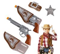 Ezydka Pistola Juguete Cowboy Juego de 6 Piezas Pistola Vaquero, Pistola Disfraz Vaquero con Funda y Cinturón para Carnaval, Halloween Cosplay, Disfraces de Vaqueros