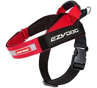 EZYDOG Arnés Express Dog | Arnés para Perros pequeños, medianos y Grandes, diseño ergonómico en ángulo, Mango de Agarre Moldeado, Hebilla Lateral de fácil liberación (XL, Rojo)