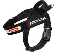 EZYDOG Arnés Express Dog | Arnés para Perros pequeños, medianos y Grandes, diseño ergonómico en ángulo, Mango de Agarre Moldeado, Hebilla Lateral de fácil liberación (M, Negro)