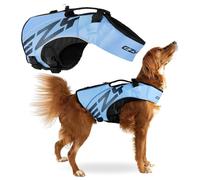 EzyDog Chaleco Salvavidas para Perros - DFD X2 Boost - Alta Flotabilidad, Diseño Aerodinámico, Asa de Rescate, Reflectante, Ideal para Natación (L, Azul)