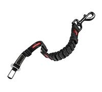 EzyDog cinturón Perro Coche - Click Zero Shock Ajustable con amortiguación, cinturón de Seguridad de Nylon Resistente para arnés de Perro en Coche (52-66 cm, Negro)