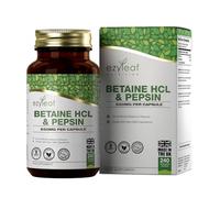 Ezyleaf Betaine H on Pepsina 680mg | 240 Cápsulas Veganas | Clorhidrato de Betaína con Pepsina | Suplementos de Enzimas Digestivas | Sin Ingredientes Artificiales | Certificado ISO, sin Gluten