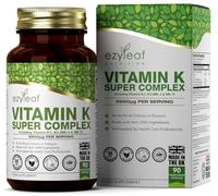Ezyleaf Súper Complejo de Vitamina K | Complejo de Vitamina K con Vitamin K2 MK7, Vitamin K2 MK4 y Vit K1 | 90 Cápsulas de Vit K - 1500μg de Vitamin-K1 por Porción, Sin OGM ni Alérgenos