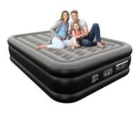 Ezyrest - Colchón de aire Queen con bomba incorporada, colchón inflable de doble altura de 16 pulgadas, con parte superior suave y bolsa de transporte, colchón hinchable ajustable, cama de aire