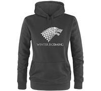 Ezyshirt - Sudadera con capucha de Juego de Tronos, «Winter is coming» negro, plateado S