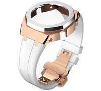 EZZON Caja de metal con correa de goma para modificar la correa de reloj, kit de repuesto para GA2100/GA2110, correa de acero inoxidable, marco bisel, accesorios con cubierta inferior, talla única