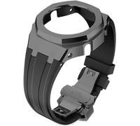 EZZON Caja de metal con correa de goma para modificar la correa de reloj, kit de repuesto para GA2100/GA2110, correa de acero inoxidable, marco bisel, accesorios con cubierta inferior, talla única