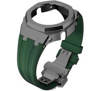 EZZON Caja de metal con correa de goma para modificar la correa de reloj, kit de repuesto para GA2100/GA2110, correa de acero inoxidable, marco bisel, accesorios con cubierta inferior, talla única