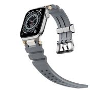 EZZON Correa de goma para Apple Watch Band S10 46mm S10 42mm Ultra 49mm 45mm 44mm correas de reloj de goma Correa impermeable(Silver gray,45mm)