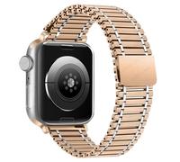 EZZON Correa de metal para Apple Watch Ultra Band 49mm Series 10/9/8/7 41mm 45mm Pulsera de acero Iwatch 6 SE 5 4 3 38mm 40mm 42mm 44mm S10 46mm 42mm Correas de reloj(Rose Gold Silver,42 44 45 49mm)