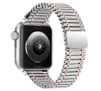 EZZON Correa de metal para Apple Watch Ultra Band 49mm Series 10/9/8/7 41mm 45mm Pulsera de acero Iwatch 6 SE 5 4 3 38mm 40mm 42mm 44mm S10 46mm 42mm Correas de reloj(Silver RG,38 40 41mm)