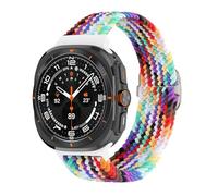 EZZON Correa de nailon trenzada para Samsung Galaxy Watch 7 Ultra Band, pulsera tejida de nailon elástica de 47mm, correas de reloj(05 Official Rainbow)