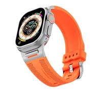 EZZON Correa deportiva adecuada para Apple Watch S10 46mm 49 Ultra S10 42MM 45 44 40 38mm Correa elástica de silicona adecuada para IWatch 10/9/8/7/SE/6/4/5/3(Orange,For iwatch S10 46mm)
