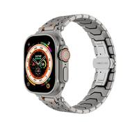 EZZON Correas de reloj Titan de acero inoxidable y acero para Apple Watch Band Ultra 2 49mm 46mm 45mm 44mm Series 10 9 8 7 6 5 4 3 2 1 SE con conector de metal(Octagon titanium,42/44mm)