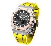 EZZON GA2100 MOD Kit para GA2100-1A caja de reloj de metal correa de silicona 316 acero inoxidable modificado accesorios pulsera bisel bandas, talla única, Ágata