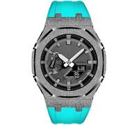 EZZON Gen 3 4 Estuche de reloj esmerilado y correa de reloj de goma, para GA2100/GA2110 GMAS2100, bisel de metal, kit de modificación de bisel para GA-2100, GA2100 2100, Ágata