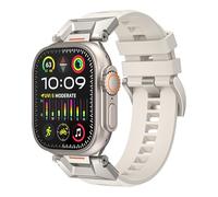 EZZON Para Apple Watch band 49mm 46mm 45mm 44mm 42mm Correas de reloj de goma fluorada décima correa FKM impermeable(Starlight,46mm)