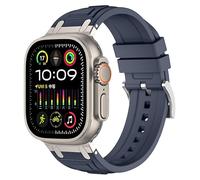 EZZON Para Apple Watch Band Ultra 2 49mm 45mm 44mm correa de goma Serie 10 9 8 7 6 5 4 3 2 1 SE con conector de Metal S10 46mm 42mm correas de reloj(E,S10 46mm)