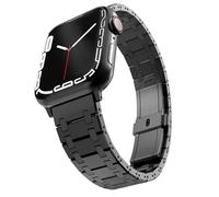 EZZON Para Apple Watch Band Ultra Ultra2 49mm S10 42MM 46MM Series 9 8 7 45mm 41mm Pulsera de acero inoxidable Se 6 5 4 44mm 40mm 42mm 38MM Correas de reloj(Black,45/44/42mm)