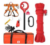 EZZPGDKU Escalera De Emergencia contra Incendios 2-6 Pisos - Kit De 8 Piezas con Cuerda De Acero, Descensor, Arnés, Guantes Y Bolsa, Rope Ladder Segura para Hogar Y Oficina