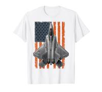F-22 Raptor Funny USA Flag Graphic Camiseta gráfica económica, Hombre, Blanco, L