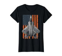 F-22 Raptor Funny USA Flag Graphic Camiseta gráfica económica, Mujer, Negro, XS
