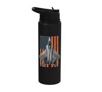 F-22 Raptor Funny USA Flag Graphic Stainless Steel Insulated Water Bottle