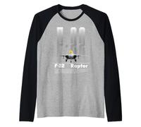 F-22 Raptor Stealth Fighter Jet Aviación USAF Aviación Camiseta Manga Raglan