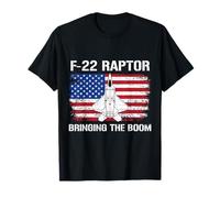 F-22 Raptor Trayendo La Bandera Boom USA Fighter Jet Militar Camiseta