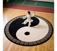 F,80cm (31.50IN),AVSMGP Alfombrilla Redonda 3D con Diseño Taiji, Alfombra De Área con Motivo Yin Yang- Lavable, Antideslizante Y Absorbente para Sala Estar, Dormitorio Y Entrada