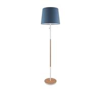 F BRIGHT Lámpara de Pie de Madera, Metalizada con Tulipa de Tela (Azul)