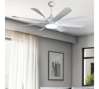 F BRIGHT Ventilador de Techo con Luz LED 24w y Motor 45w AC de 8 Aspas Blancas. Cambio de tono de luz con memoria de último encendido. Función Invierno/Verano. Disponible en blanco o negro. (Blanco)