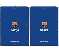 F.C. BARCELONA 2ª EQUIPACIÓN - Carpeta Folio con 3 Solapas, Ideal para Niños de Diferentes Edades, Cómoda y Versátil, Calidad y Resistencia, 26x36.5 cm, Color Azul y Granate (Paquete de 2)