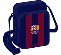F.C. BARCELONA - Bandolera con Bolsillo Exterior, Maletín Portatodo, Bandolera, Cómoda y Versátil, Calidad y Resistencia, 16x6x22 cm, Color Azul marino/rojo