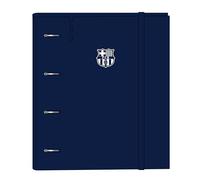 F.C. BARCELONA - Carpeblock con 4 Anillas de 35 mm, con Recambio, con 100 Hojas A4, Ideal para Niños de Diferentes Edades, Cómoda y Versátil, Calidad y Resistencia, 27x4x32 cmAzul marino/granate