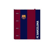 F.C. BARCELONA - Carpeta 4 Anillas de 35 cm con 100 Hojas A4, Ideal para Niños de Diferentes Edades, Cómoda y Versátil, Calidad y Resistencia, 27x3.5x32 cm, Color Azul marino/granate