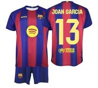 F.C. Barcelona - Kit Infantil 25/26 | Camiseta + Pantalón | Diseño Oficial Joan García Nº13 | Escudo y Logos Serigrafiados | Tejido Transpirable (FR/ES, Edad, 12 años, Regular, Rojo y Azul)