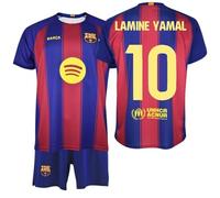 F.C. Barcelona - Kit Infantil 25/26 | Camiseta + Pantalón | Diseño Oficial Lamine Yamal Nº10 | Escudo y Logos Serigrafiados | Tejido Transpirable (FR/ES, Edad, 14 años, Regular, Rojo y Azul)