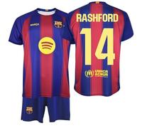 F.C. Barcelona - Kit Infantil 25/26 | Camiseta + Pantalón | Diseño Oficial Rashford Nº14 | Escudo y Logos Serigrafiados | Tejido Transpirable (FR/ES, Edad, 6 años, Regular, Rojo y Azul)