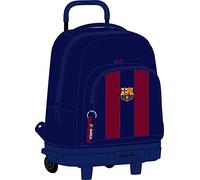F.C. BARCELONA - Mochila Grande con Ruedas, Compacta, Extraíble, Ideal para Niños de Diferentes Edades, Cómoda y Versátil, Calidad y Resistencia, 33x22x45 cm, Color Azul marino/rojo