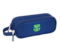 F.C. Barcelona Navy Blue - Portatodo Doble Niño, Estuche Infantil, Estuche Niño, Ideal para Niños en Edad Escolar, Cómodo y Versátil, Calidad y Resistencia, 21x6x8 cm