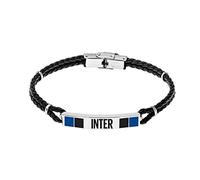 F.C. Internazionale Pulsera Acero Cordón, Hombre, Negro Azul Acero, Talla única, Acero inoxidable, Sin gemas.