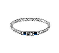 F.C. Internazionale Pulsera Acero, Hombre, Negro Azul Acero, Talla única, Acero inoxidable, Sin gemas.