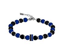 F.C. Internazionale Pulsera Acero Piedras, Hombre, Negro Azul Acero, Talla única, Piedra, Sin gemas.